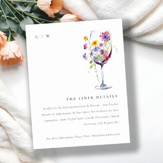 Carte D'accompagnement Mini Chic Vin Floral Détails du Mariage