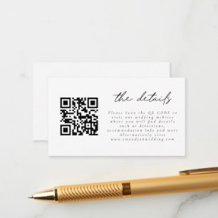 Carte D'accompagnement Mini code QR Détails du Mariage de script simple