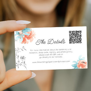 Carte D'accompagnement Mini code QR floral détails mariages modernes