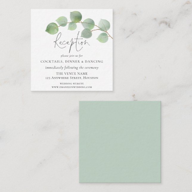 Carte D'accompagnement MINI | Détails de réception de mariage simple euca (Devant / Derrière)