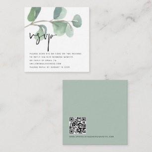 Carte D'accompagnement MINI Eucalyptus QR Code Script Mariage RSVP