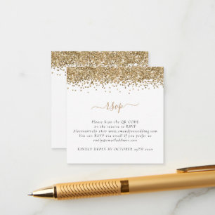 Carte D'accompagnement Mini Glam Gold Parties scintillant QR Code Mariage