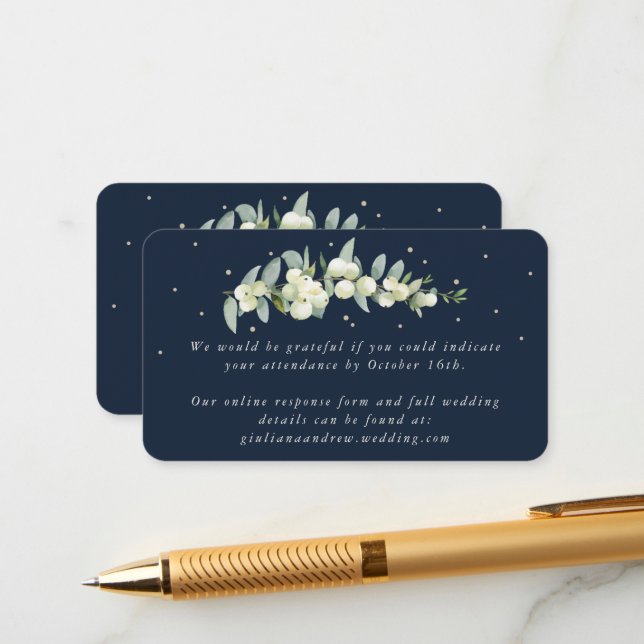 Carte D'accompagnement Mini Marine Snowberry+Eucalyptus Mariage en ligne  (Devant/Arrière en situation)