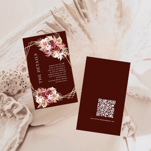 Carte D'accompagnement Mini QR Code Terracotta Boho Wedding Details  (Créateur téléchargé)