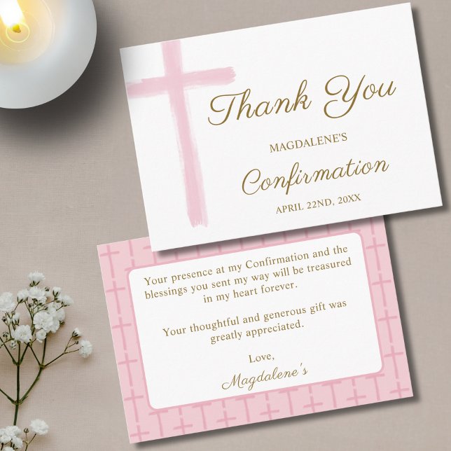 Carte D'accompagnement Mini Remerciement de Confirmation de Croix Rose (Créateur téléchargé)
