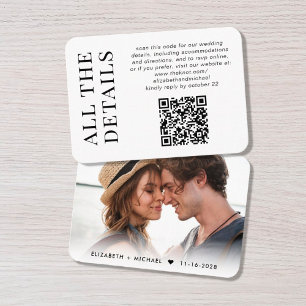 Carte D'accompagnement Miniature moderne photo QR Code Détails du Mariage