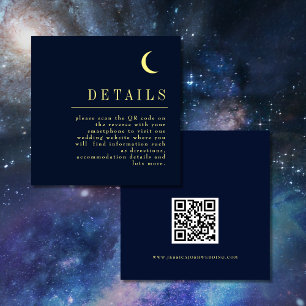 Carte D'accompagnement Minimal Celestial Navy Star QR Code Mariage Détail