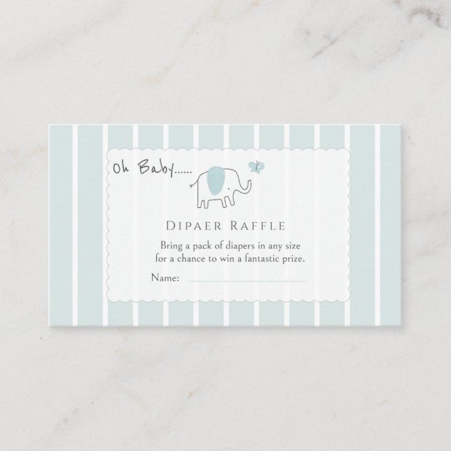 Carte D'accompagnement Minimal Dusty Blue Elephant Sketch Diaper Raffle (Devant)