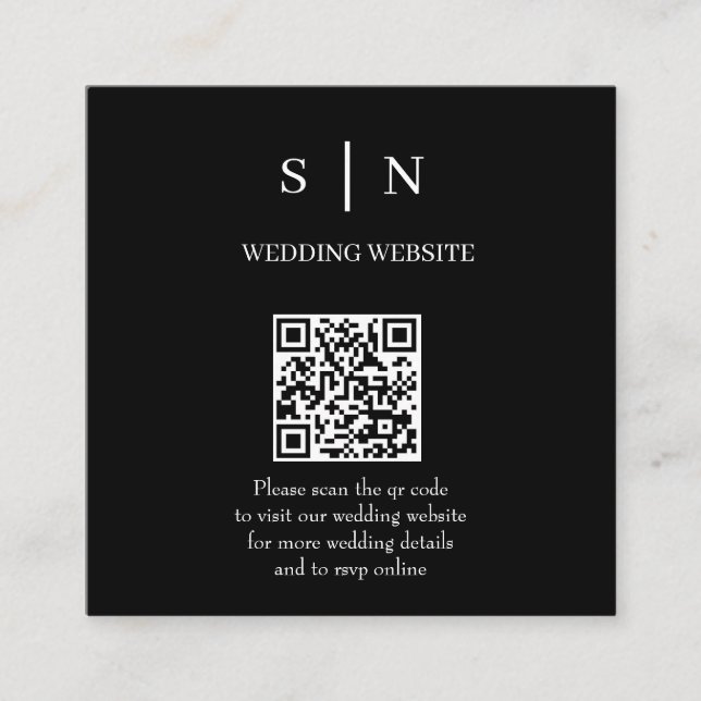Carte D'accompagnement Minimal et chic | Code QR noir et blanc (Devant)