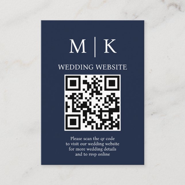 Carte D'accompagnement Minimal et chic |Mariage de code QR bleu foncé Mar (Devant)