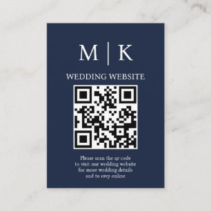 Carte D'accompagnement Minimal et chic  Mariage de code QR bleu foncé Mar