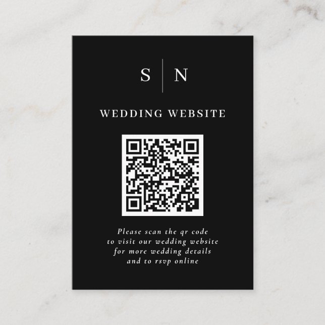 Carte D'accompagnement Minimal et chic | Mariage de code QR noir (Devant)