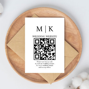 Carte D'accompagnement Minimal et chic Mariage de code QR noir et blanc