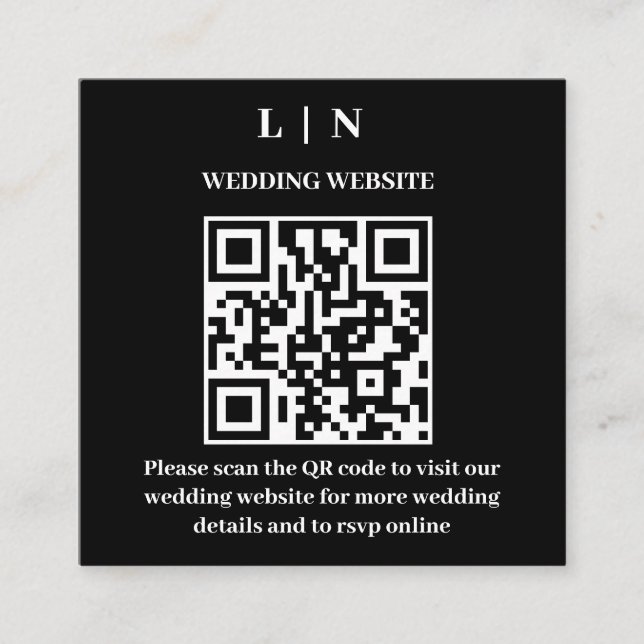 Carte D'accompagnement Minimal et chic | Mariage de code QR noir et blanc (Devant)