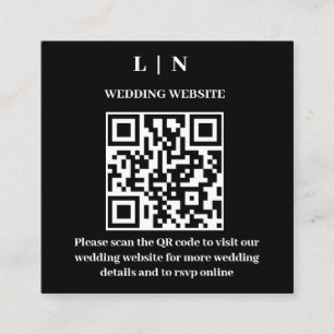 Carte D'accompagnement Minimal et chic   Mariage de code QR noir et blanc
