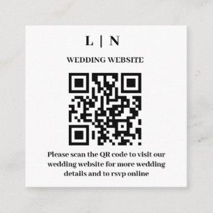Carte D'accompagnement Minimal et chic   Mariage de code QR noir et blanc