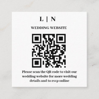 Carte D'accompagnement Minimal et chic | Mariage de code QR noir et blanc