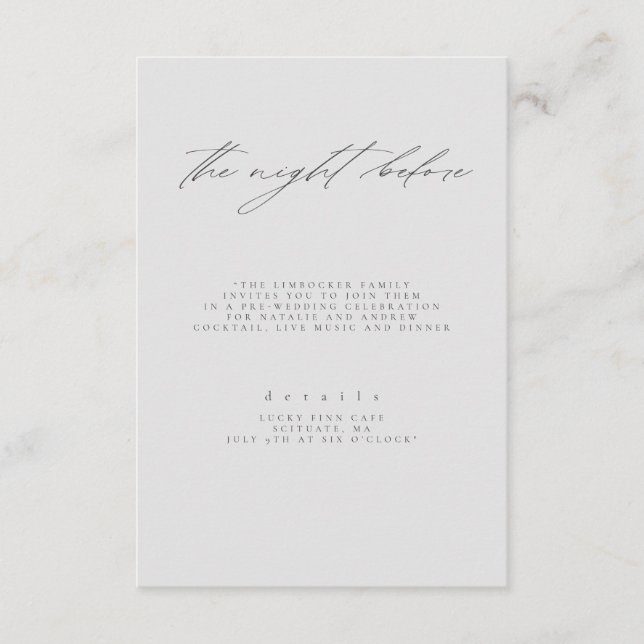 Carte D'accompagnement Minimal gris noir Art Floral Détails du Mariage (Devant)