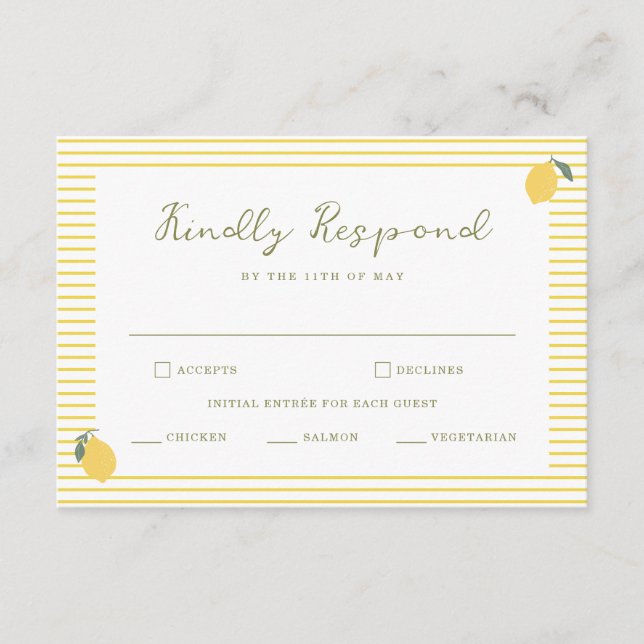 Carte D'accompagnement Minimal Lemon Amalfi Coast Wedding RSVP Card (Devant)