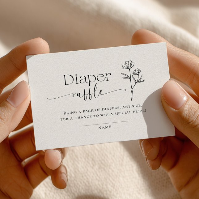 Carte D'accompagnement Minimal Line Art Baby Shower Diaper Raffle (Créateur téléchargé)