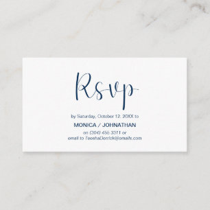 Carte D'accompagnement Minimal moderne, bleu marine, réponse RSVP