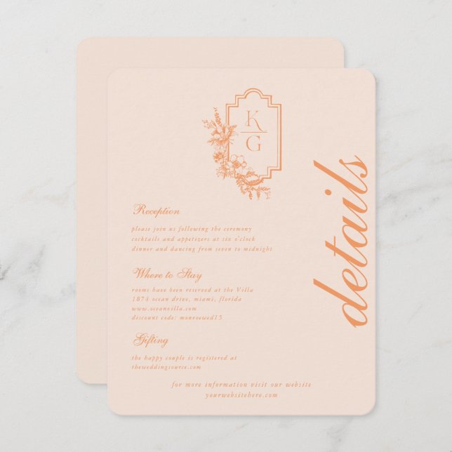 Carte D'accompagnement Minimal moderne | Détails de l'invité Mariage (Devant / Derrière)
