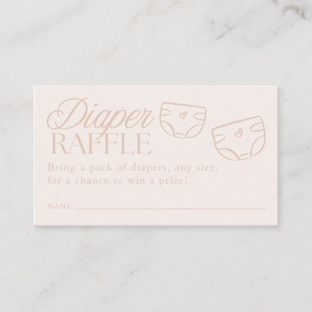 Carte D'accompagnement Minimal Pink Girl Baby Shower Diaper Raffle (Devant)