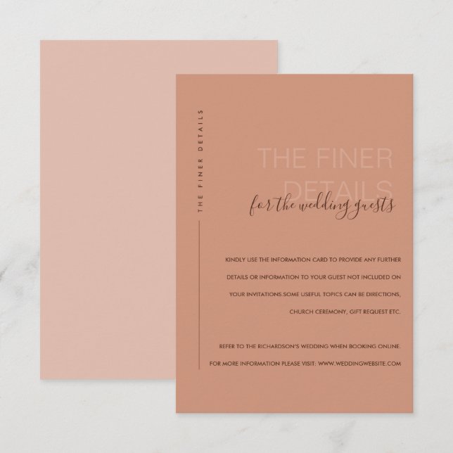 CARTE D'ACCOMPAGNEMENT MINIMAL POACH RUST ORANGE DÉTAIL MARIAGE ENCLOS (Devant / Derrière)