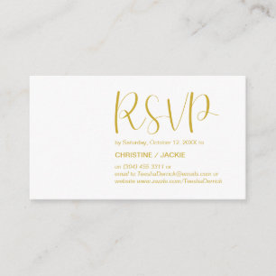 Carte D'accompagnement Minimale moderne, Script or, réponse RSVP