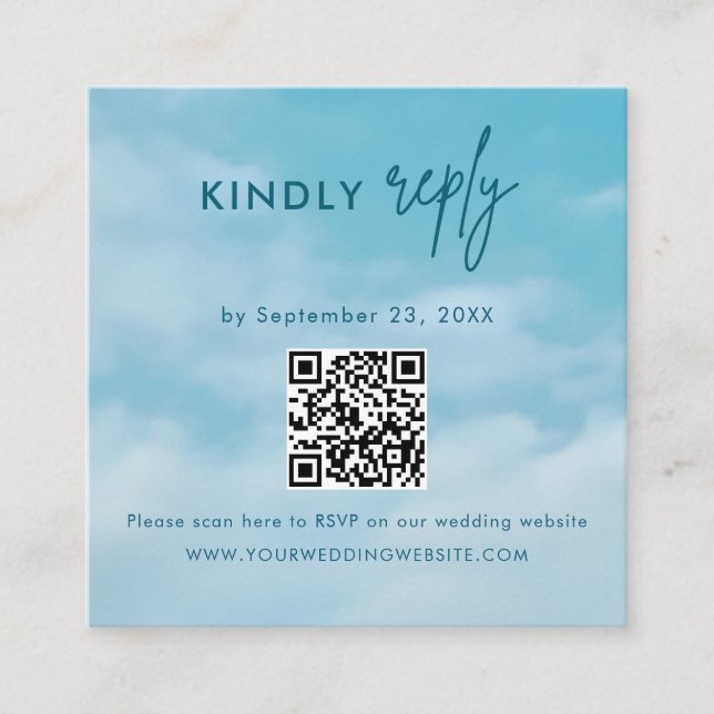 Carte D'accompagnement Minimalist Blue Sky Just Love Wedding RSVP Card (Devant)
