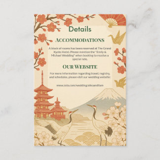 Carte D'accompagnement Minimalist Japanese Cherry Blossom Details Card