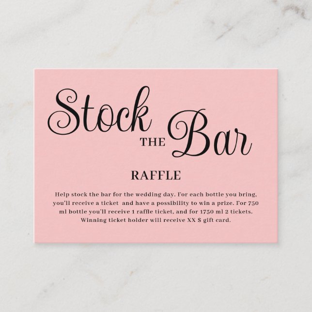 Carte D'accompagnement Minimalist Pink Stock the bar Bridal Shower  (Devant)