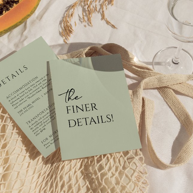 Carte D'accompagnement Minimalist Sage Green Boho Détails Mariage tendanc (Créateur téléchargé)