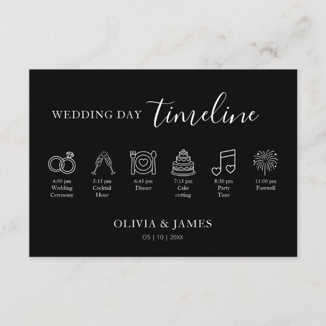 Carte D'accompagnement Minimalist Simple Wedding Timeline (Devant)