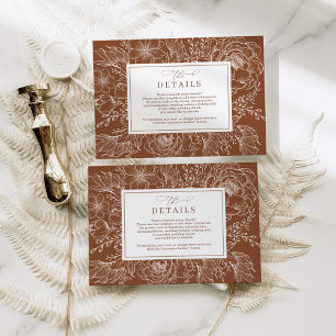 Carte D'accompagnement Minimalist Terracotta Botanique Détails du Mariage