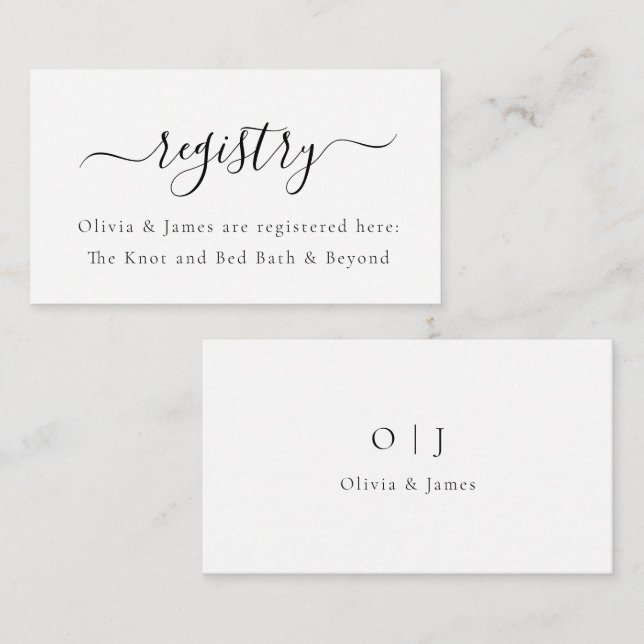 Carte D'accompagnement Minimalist White Wedding Shower Gift Registry (Devant / Derrière)