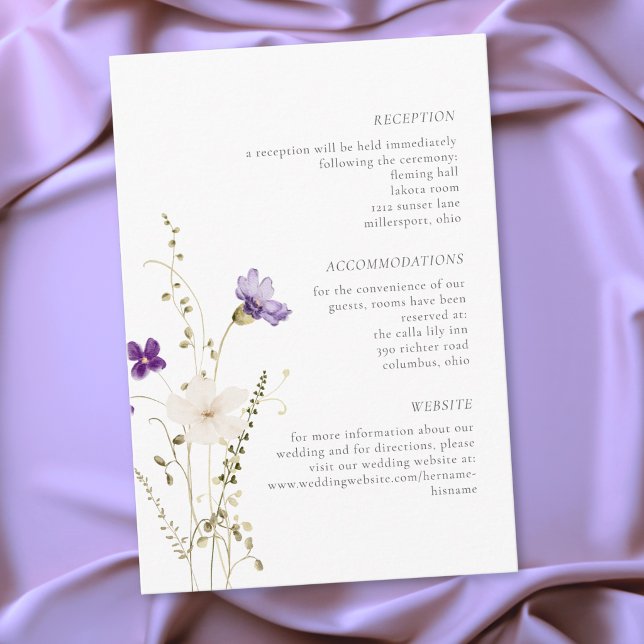 Carte D'accompagnement Minimalist Wildflower Romantic Botanical Wedding (Minimalist Wildflower Romantic Botanical Wedding Enclosure Card)