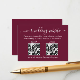 Carte D'accompagnement Minimaliste 2 QR Détails de RSVP de mariage Bordea