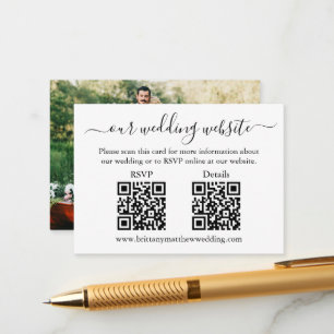 Carte D'accompagnement Minimaliste 2 QR Wedding RSVP Détails Photo