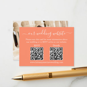 Carte D'accompagnement Minimaliste 2 QR Wedding RSVP Détails Photo Coral
