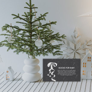 Carte D'accompagnement Minimaliste Arc Argent Hiver Neige Livres Baby Sho