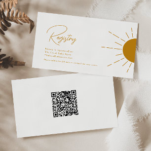 Carte D'accompagnement Minimaliste Boho Sunshine QR Code Baby Registry