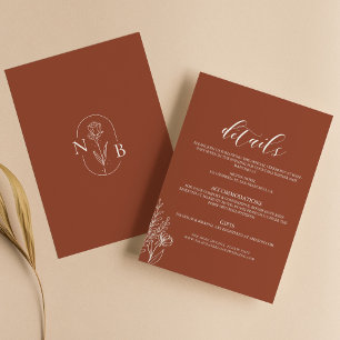 Carte D'accompagnement Minimaliste Boho Terracotta Burnt Orange Mariage