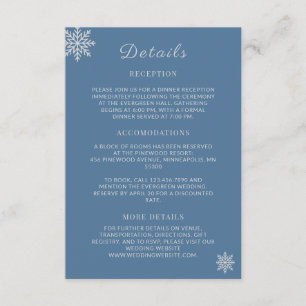 Carte D'accompagnement Minimaliste Dusty Blue Silver Winter Wedding Détai