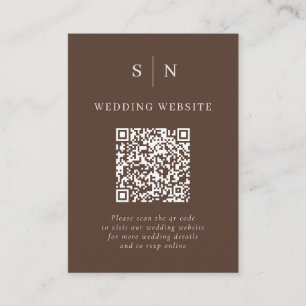 Carte D'accompagnement Minimaliste et Chic Code QR de mariage marron sc