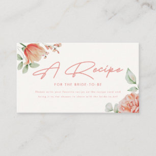 Carte D'accompagnement Minimaliste floral script "Recette pour la mariée"