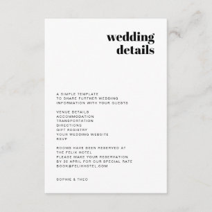 Carte D'accompagnement Minimaliste informel Mariage Décontracté moderne
