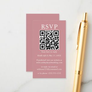 Carte D'accompagnement Minimaliste mariage simple QR RSVP Dusty Rose