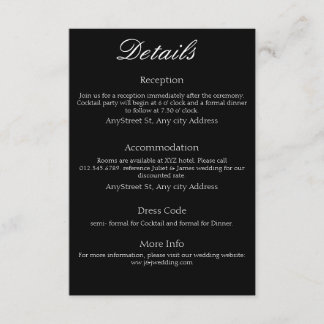 Carte D'accompagnement Minimaliste noir et blanc intemporel