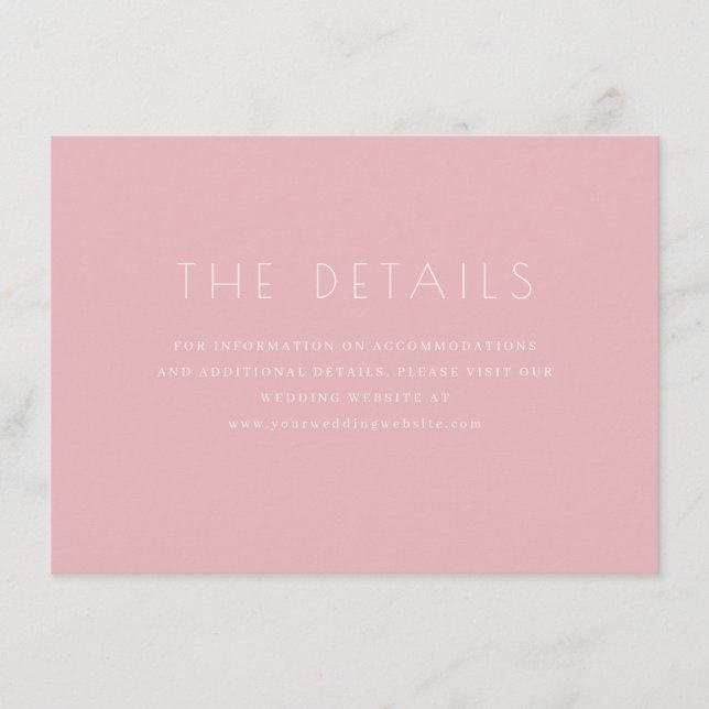 Carte D'accompagnement Minimaliste Rose Élégant (Devant)